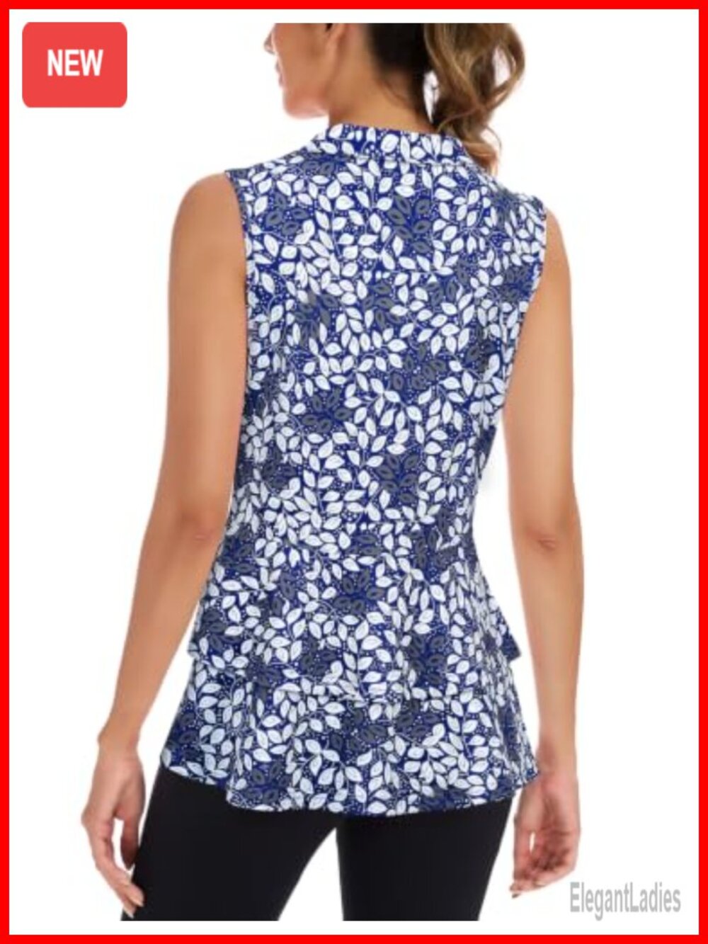 Women's Golf Vest Full Zip Peplum Hem Athletic Top with Pockets